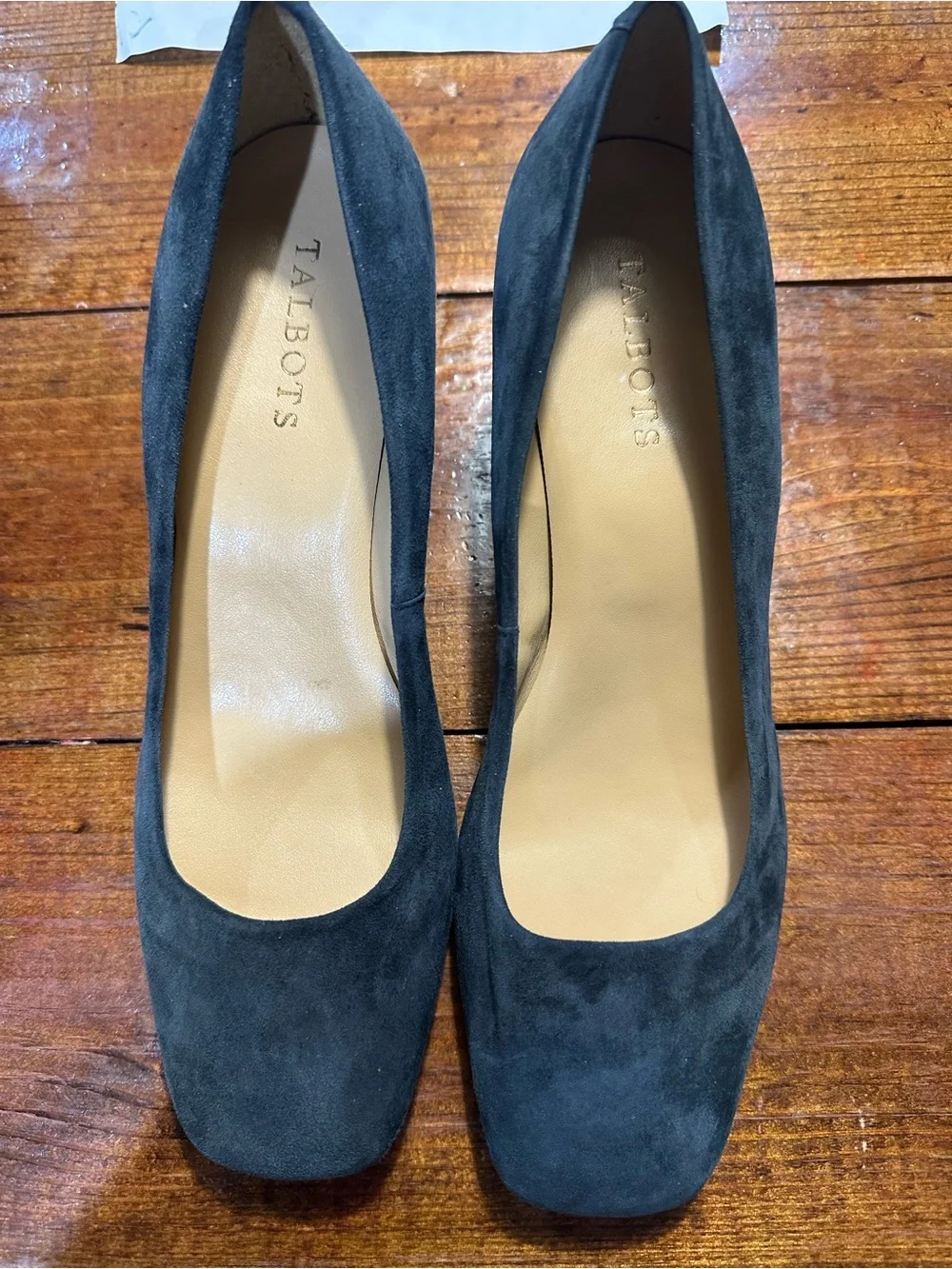 Talbots Navy Suede Women's Rounded Square-Toe Pumps